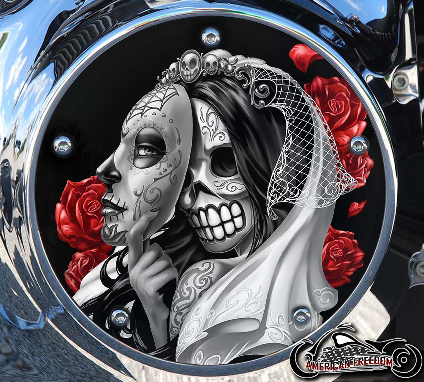 Custom Derby Cover - Day Of The Dead Mask